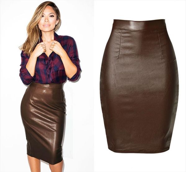 high waist leather skirts women summer cotton coated denim saia feminina fashion push up knee length brown faldas mujer, Black
high waist leather skirts women summer cotton coated denim saia feminina fashion push up knee length brown faldas mujer, Black