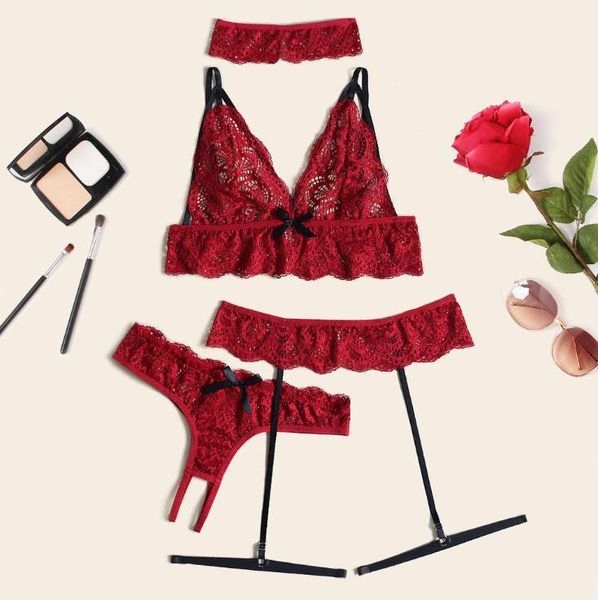 bras sets women's summer red hollow out 4pcs exotic women unpadded lingerie + underwear g-string sleepwear for honeymoon, Red;black
bras sets women's summer red hollow out 4pcs exotic women unpadded lingerie + underwear g-string sleepwear for honeymoon, Red;black