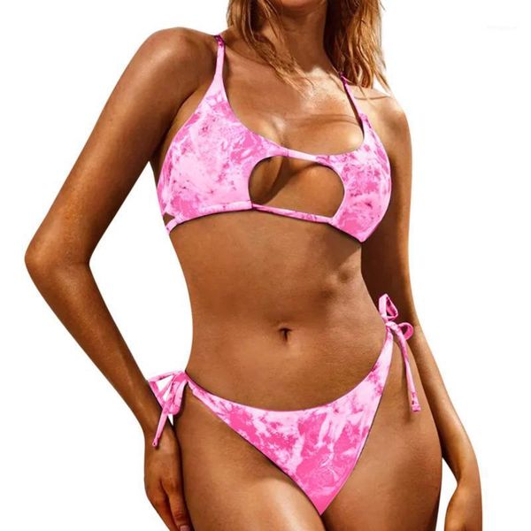 women's tie-dye bikini suits hollow out cross straps and side lace up thong split swimsuit swimming suit1, White;black
women's tie-dye bikini suits hollow out cross straps and side lace up thong split swimsuit swimming suit1, White;black