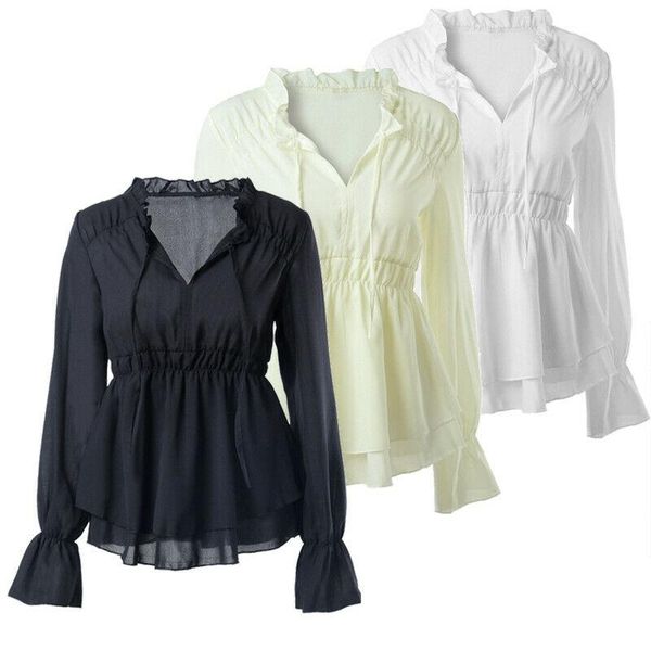 womens blouses and 2020 flare long sleeve shirt blouse summer casual solid color shirt ladies shirts, White
womens blouses and 2020 flare long sleeve shirt blouse summer casual solid color shirt ladies shirts, White