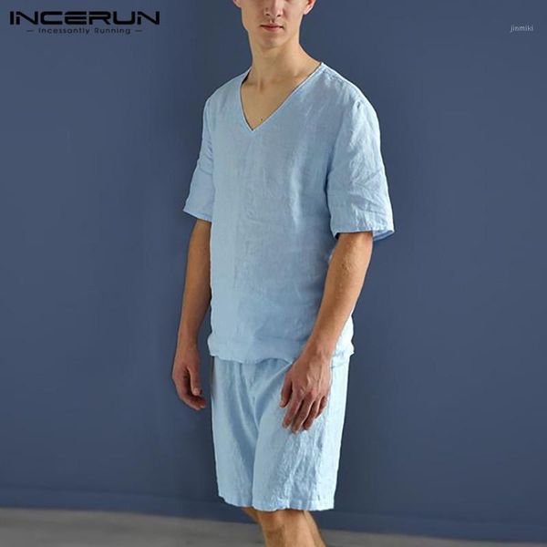 cotton men pajamas sets breathable short sleeve v neck sleepwear casual shorts solid vintage men nightwear sets homewear incerun1, Black;brown
cotton men pajamas sets breathable short sleeve v neck sleepwear casual shorts solid vintage men nightwear sets homewear incerun1, Black;brown