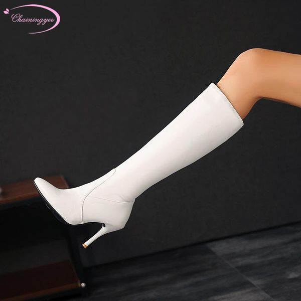 casual style pointed toe knee high boots fashion zipper white black high heel stiletto riding boots women's shoes big size
casual style pointed toe knee high boots fashion zipper white black high heel stiletto riding boots women's shoes big size