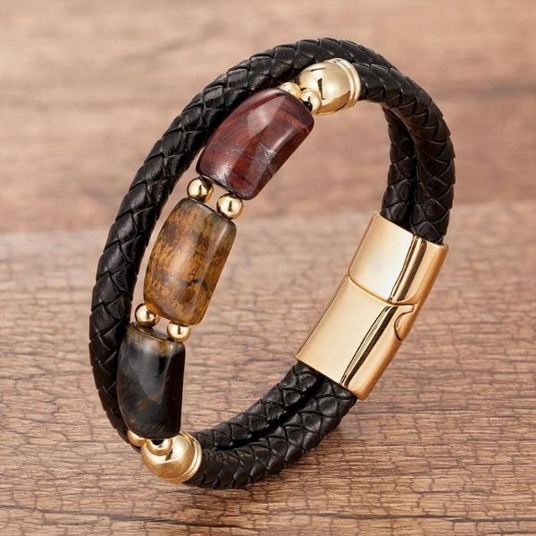 new fashion style men leather bracelet natural red tiger eye stone stainless steel magnet clasp mens jewelry 2020 christmas gift, Golden;silver
new fashion style men leather bracelet natural red tiger eye stone stainless steel magnet clasp mens jewelry 2020 christmas gift, Golden;silver