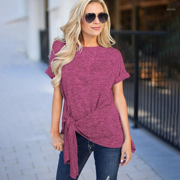 women's t-shirt summer women round neck knot short-sleeved waist wide loose solid color mid-length pullover female 2021 spring1, White
women's t-shirt summer women round neck knot short-sleeved waist wide loose solid color mid-length pullover female 2021 spring1, White