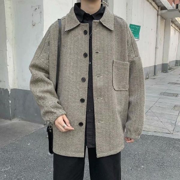 korean thick woolen coat men's fashion retro casual short woolen coat men loose autumn jacket men mens overcoat m-2xl, Black
korean thick woolen coat men's fashion retro casual short woolen coat men loose autumn jacket men mens overcoat m-2xl, Black