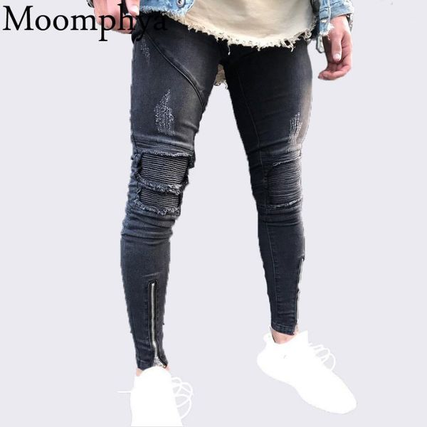 2018 new men sim fit skinny jeans distressed ripped holes pleated patchwork jeans zippers biker black hip hop1, Blue 
2018 new men sim fit skinny jeans distressed ripped holes pleated patchwork jeans zippers biker black hip hop1, Blue