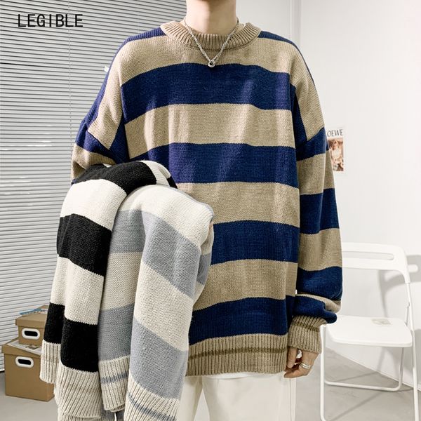 legible oversized sweater men casual autumn winter warm sweater pullover male loose striped knitted male sweaters, White;black
legible oversized sweater men casual autumn winter warm sweater pullover male loose striped knitted male sweaters, White;black