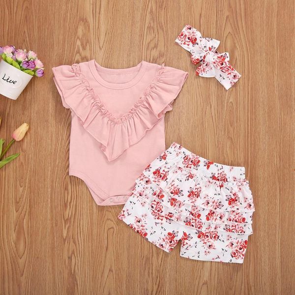 0- lovely infant baby girls clothes sets ruffles short sleeve solid romper flowers shorts headband lj201223, White
0- lovely infant baby girls clothes sets ruffles short sleeve solid romper flowers shorts headband lj201223, White