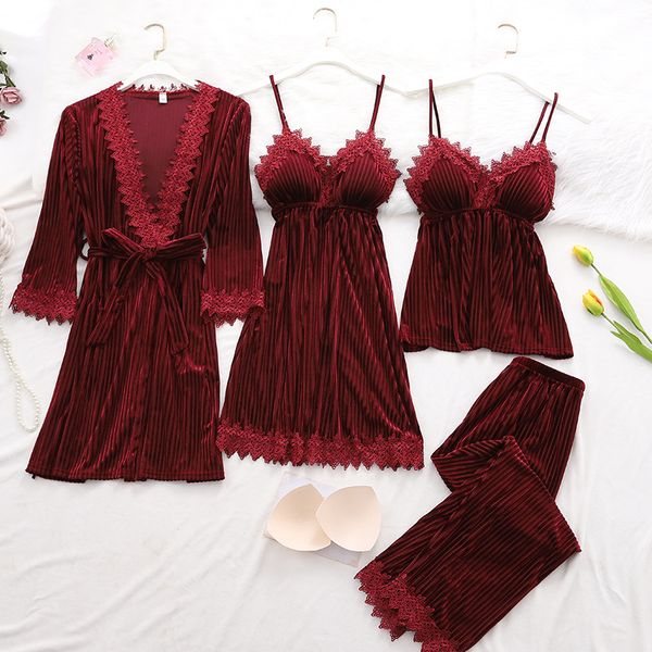 4PCS Pajamas Set Velvet Women Robe Sexy V-neck Lace Sleepwear Autumn Winter Pijamas Suit Casual Loose Kimono Bathrobe Gown, Gray 1-4pcs
4PCS Pajamas Set Velvet Women Robe Sexy V-neck Lace Sleepwear Autumn Winter Pijamas Suit Casual Loose Kimono Bathrobe Gown, Gray 1-4pcs