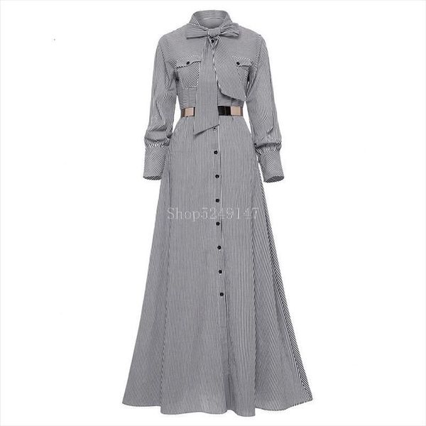 women striped maxi dress floor-length bowknot tie long sleeve loose button dress autumn pocket elegant a-line casual long dress, Black;gray
women striped maxi dress floor-length bowknot tie long sleeve loose button dress autumn pocket elegant a-line casual long dress, Black;gray