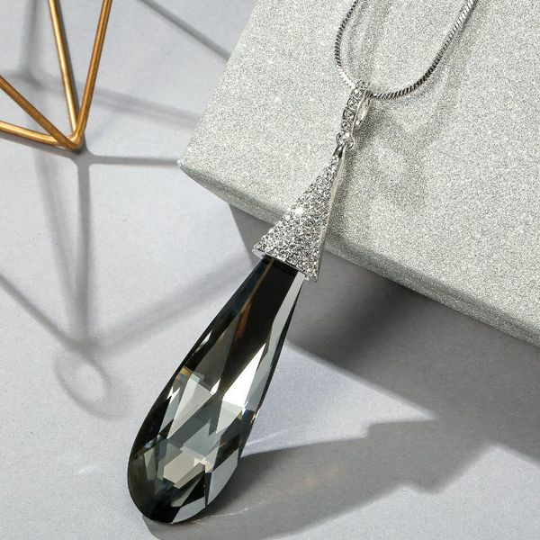 long grey water drop necklaces& pendants for women collier femme geometric statement chain fashion shopping party jewelry, Silver
long grey water drop necklaces& pendants for women collier femme geometric statement chain fashion shopping party jewelry, Silver
