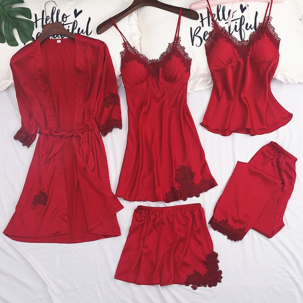 2021 spring summer new robe suit satin women bride bridesmaid bathrobe gown lounge loose intimate lingerie lace sleepwear, Black;red
2021 spring summer new robe suit satin women bride bridesmaid bathrobe gown lounge loose intimate lingerie lace sleepwear, Black;red