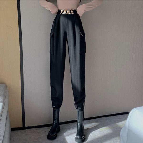 new chain design loose high waist corset casual pants autumn and winter korean fashion versatile overalls women trend, Black;white
new chain design loose high waist corset casual pants autumn and winter korean fashion versatile overalls women trend, Black;white
