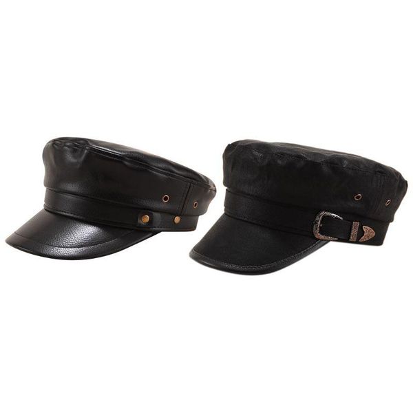 korean women vintage faux leather black flat navy cap newsboy painter classic visor peaked hat with rivet belt decor, Blue;gray
korean women vintage faux leather black flat navy cap newsboy painter classic visor peaked hat with rivet belt decor, Blue;gray