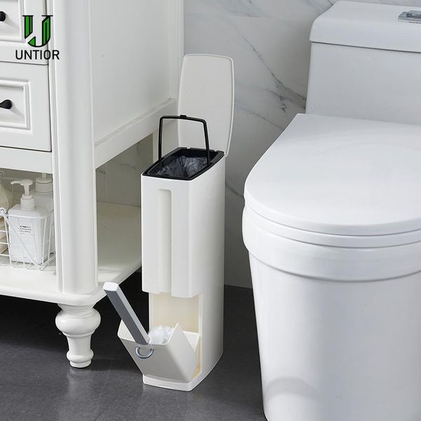 untior 3 in1 narrow trash can plastic waste bin with toilet brush garbage bucket dustbin kitchen bathroom cleaning trash bin 
untior 3 in1 narrow trash can plastic waste bin with toilet brush garbage bucket dustbin kitchen bathroom cleaning trash bin