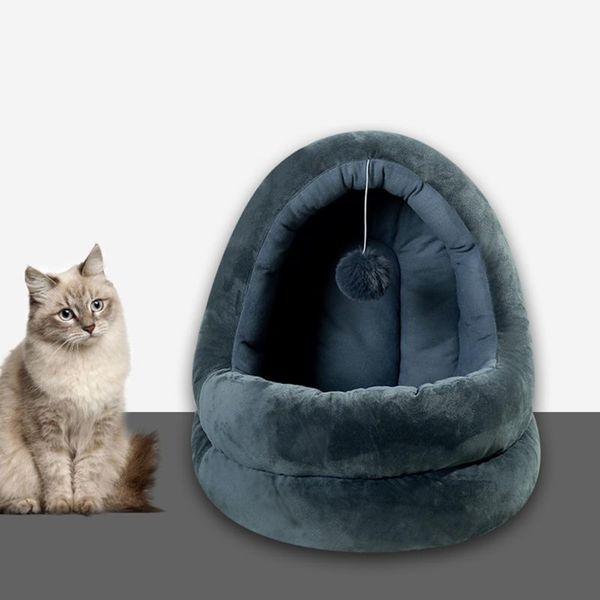 cute pet bed washable cat basket warm cat cave bed with cushion pillow detachable for dog pet cushion in supplies