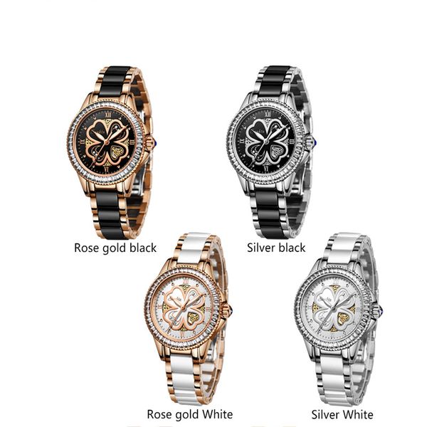 the new ladies watch rose gold ceramic wrist watch luminous wristwatchsfour-leaf clover waterproof quartz wrist watchs four-color style ide, Slivery;brown
the new ladies watch rose gold ceramic wrist watch luminous wristwatchsfour-leaf clover waterproof quartz wrist watchs four-color style ide, Slivery;brown