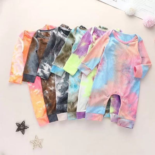 baby boys girls romper born jumpsuits tie-dyed clothing long sleeve autumn clothes, Blue