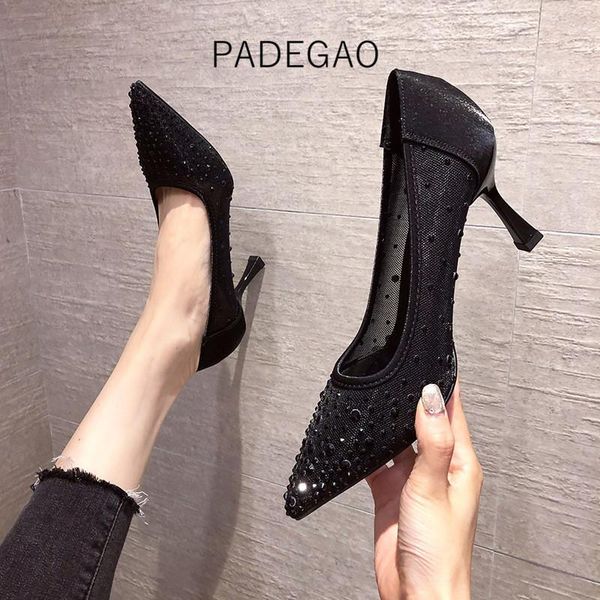 2020 women shoes khaki crystal bling high-heeled mesh shallow fashion women's shoes, Black
2020 women shoes khaki crystal bling high-heeled mesh shallow fashion women's shoes, Black