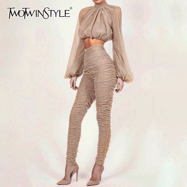 twotwinstyle two piece sets female turtleneck puff long sleeve crop high waist pencil pants womens suits spring new 201120, White
twotwinstyle two piece sets female turtleneck puff long sleeve crop high waist pencil pants womens suits spring new 201120, White