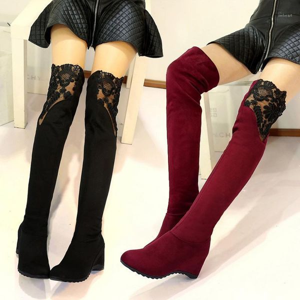 boots red black suede high heels shoes womens elegant stitching lace over the knee wedge ladies casual winter 1
boots red black suede high heels shoes womens elegant stitching lace over the knee wedge ladies casual winter 1