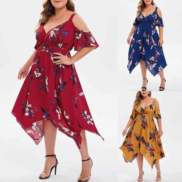 xl-5xl plus size dress for fashion women floral pattern boho irregular hem long dress short sleeve cold shouder, Black;gray
xl-5xl plus size dress for fashion women floral pattern boho irregular hem long dress short sleeve cold shouder, Black;gray