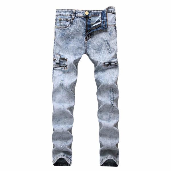 plus size zip ripped stretch jeans for men skinny jeans mens elastic denim biker side pocket slim denim pants winter, Blue
plus size zip ripped stretch jeans for men skinny jeans mens elastic denim biker side pocket slim denim pants winter, Blue