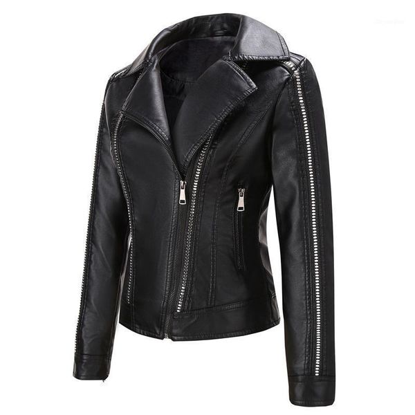 leather jackets women 2020 fashion slim faux leather coat autumn winter female women's jacket1, Black