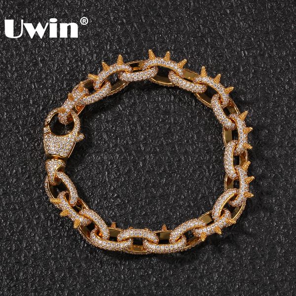 uwin spikes rivet cone stud bracelets gold color cubic zirconia round cuban link fashion hiphop iced out bracelet jewelry 0930, Black
uwin spikes rivet cone stud bracelets gold color cubic zirconia round cuban link fashion hiphop iced out bracelet jewelry 0930, Black