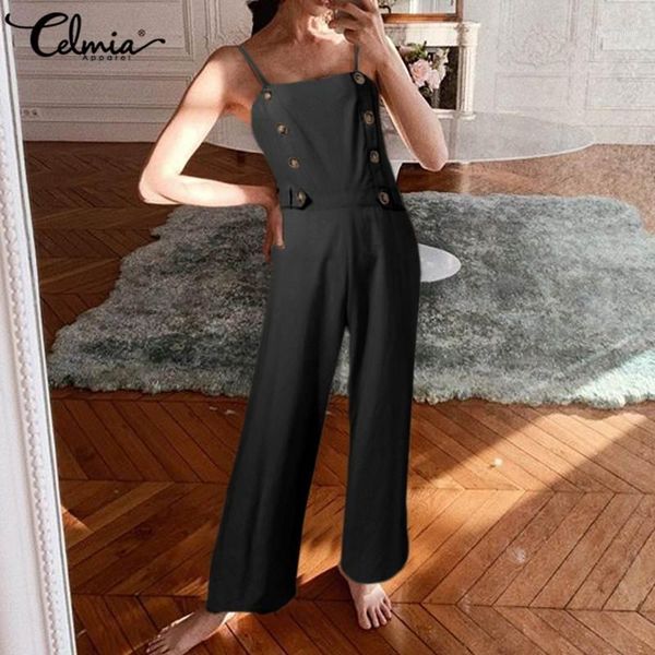 5xl summer plus size rompers celmia women sleeveless straps buttons long jumpsuits casual loose solid work playsuits 20201, Black;white
5xl summer plus size rompers celmia women sleeveless straps buttons long jumpsuits casual loose solid work playsuits 20201, Black;white