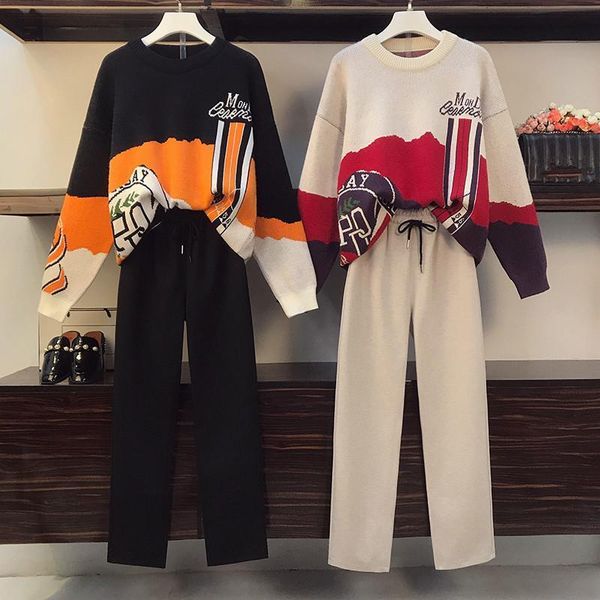 fall winter new retro pattern print o-neck loose sweater knitted two piece woolen pants sets trousers suit outfits female, Gray
fall winter new retro pattern print o-neck loose sweater knitted two piece woolen pants sets trousers suit outfits female, Gray