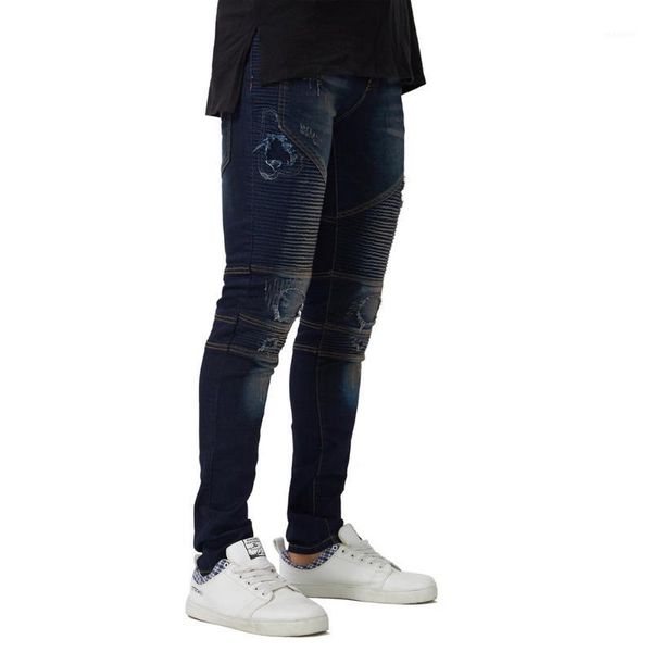 2020 new men's motorcycle biker jeans stretch ripped destroyed pencil jeans1, Blue
2020 new men's motorcycle biker jeans stretch ripped destroyed pencil jeans1, Blue