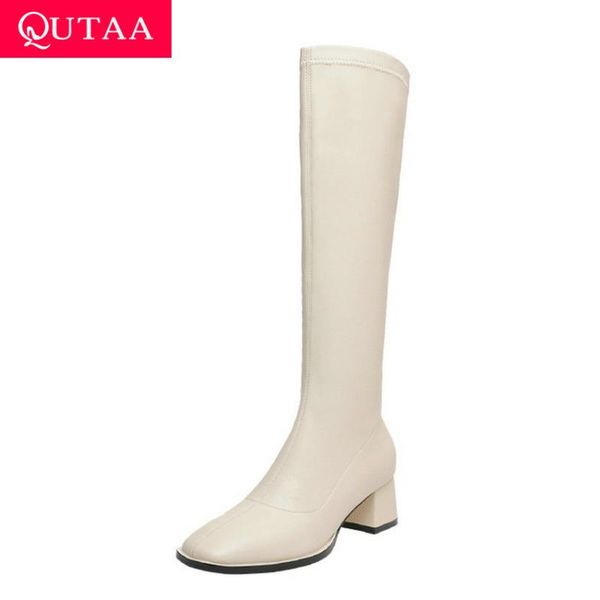 boots qutaa 2021 square heel autumn winter knee high pu leather concise women shoes toe zipper ladies big size34-43, Black
boots qutaa 2021 square heel autumn winter knee high pu leather concise women shoes toe zipper ladies big size34-43, Black