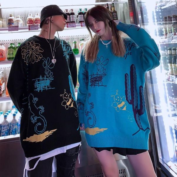 men's and women's autumn/winter embroidery with extra thickness hiphop long sleeve oversize chinese fashion ins knit, White;black
men's and women's autumn/winter embroidery with extra thickness hiphop long sleeve oversize chinese fashion ins knit, White;black
