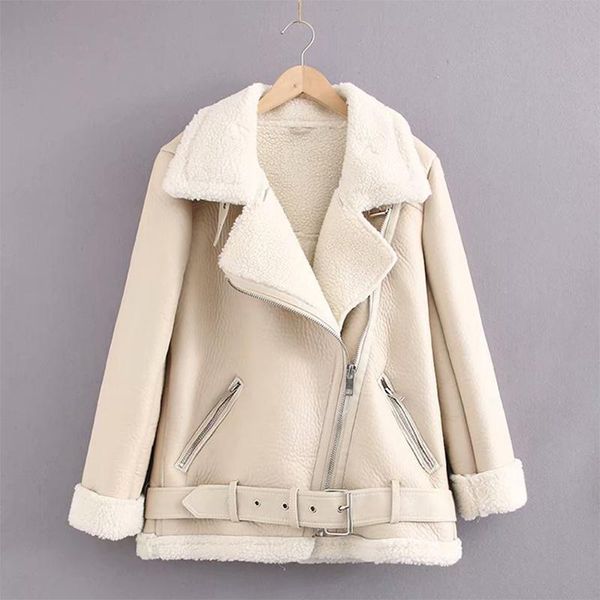 women's leather & faux ailegogo women white sheepskin coat casuak female black loose lamb warm jackets turn down collar with belt
women's leather & faux ailegogo women white sheepskin coat casuak female black loose lamb warm jackets turn down collar with belt