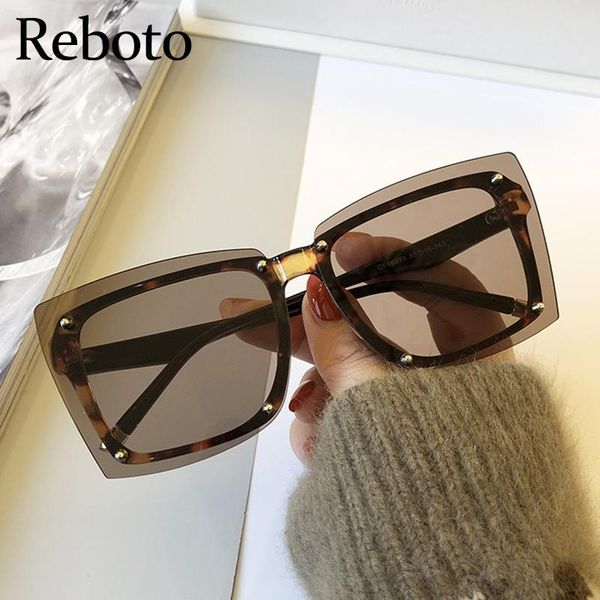 sunglasses brown square trendy 2021 vintage rimless clear shades oversized luxury designer fashion female eyewear, White;black
sunglasses brown square trendy 2021 vintage rimless clear shades oversized luxury designer fashion female eyewear, White;black