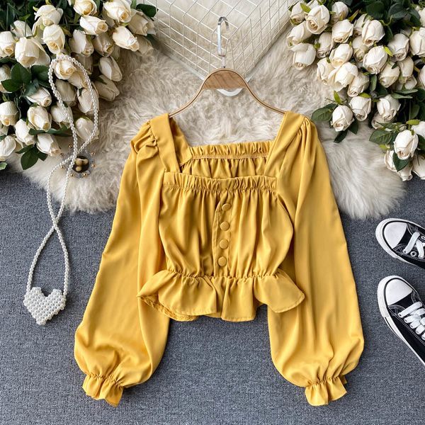 2021 new singiny elegant solid female retro-neck square ruffle puff fashion streetwear short vtxz, White
2021 new singiny elegant solid female retro-neck square ruffle puff fashion streetwear short vtxz, White