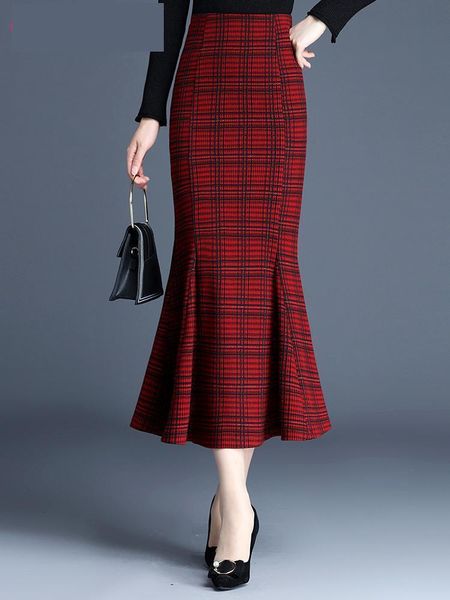 new plaid fishtail skirt women spring autumn package buttocks winter casual trumpet mermaid mid-calf size s-4xl, Black
new plaid fishtail skirt women spring autumn package buttocks winter casual trumpet mermaid mid-calf size s-4xl, Black