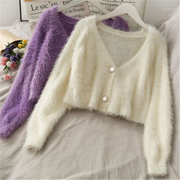 2021 korean winter cropped cardigan sweater v neck mink cashmere sweater women oversized christmas cardigans pull 1, White
2021 korean winter cropped cardigan sweater v neck mink cashmere sweater women oversized christmas cardigans pull 1, White