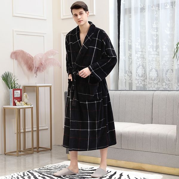 men long warm winter flannel kimono bathrobe 40-130kg coral fleece plus size bath robe cozy night dressing gown women sleepwear y200429, Black;red
men long warm winter flannel kimono bathrobe 40-130kg coral fleece plus size bath robe cozy night dressing gown women sleepwear y200429, Black;red