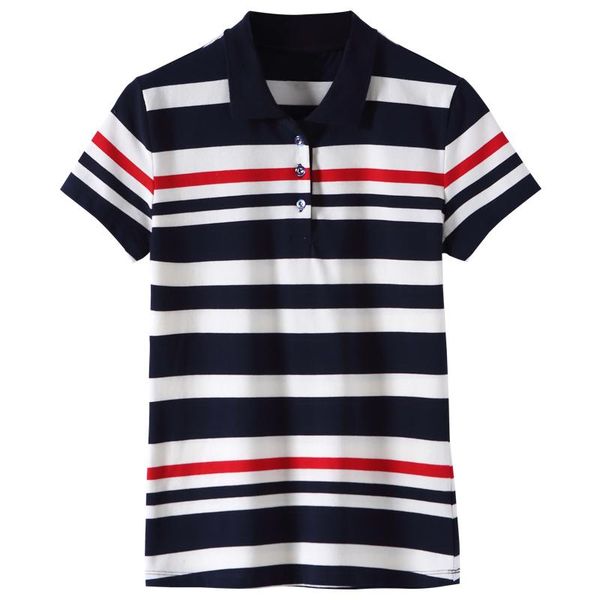 women's polos 2021 summer lapel short-sleeved ladies fashion slim casual shirt striped cotton large size bottoming, White
women's polos 2021 summer lapel short-sleeved ladies fashion slim casual shirt striped cotton large size bottoming, White