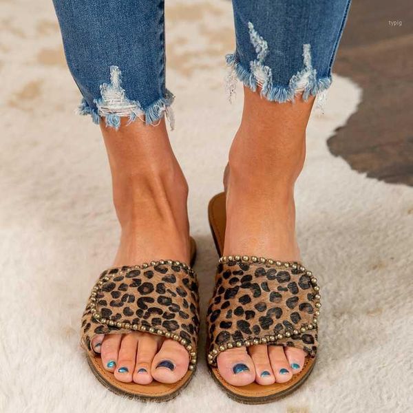 slippers sandals summer leopard print studded beads flat open beach women plus size 35-431, Black
slippers sandals summer leopard print studded beads flat open beach women plus size 35-431, Black