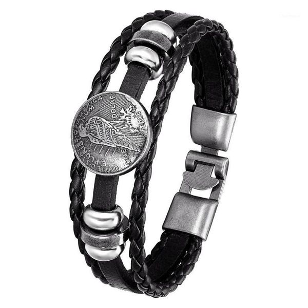 fashion vintage leather bracelet men's eagle multilayer woven warp knit bracelet pulseira masculina1, Black
fashion vintage leather bracelet men's eagle multilayer woven warp knit bracelet pulseira masculina1, Black