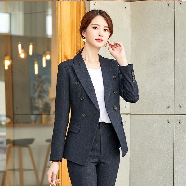 spring and autumn new korean professional women's striped long-sleeved suit business casual overalls nine points pants suit1, White;black
spring and autumn new korean professional women's striped long-sleeved suit business casual overalls nine points pants suit1, White;black