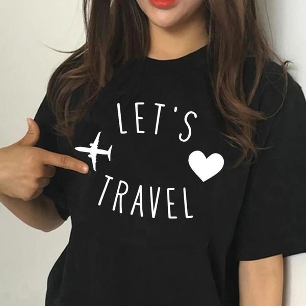 female funny let's travel t shirt women casual black short sleeve girl 90s clothing drop ship ready stock, White
female funny let's travel t shirt women casual black short sleeve girl 90s clothing drop ship ready stock, White