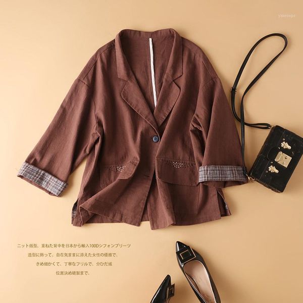 loose autumn new casual linen jacket turn-down collar single breasted indie folk fall 2021 women clothing1, Black;brown
loose autumn new casual linen jacket turn-down collar single breasted indie folk fall 2021 women clothing1, Black;brown