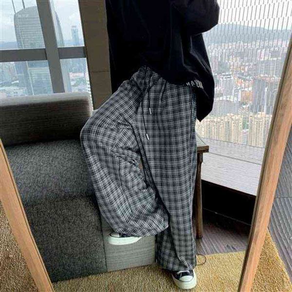 houzhou plaid pants for men 2021 new summer korean style checked trousers fashion black loose casual wide leg 0214 
houzhou plaid pants for men 2021 new summer korean style checked trousers fashion black loose casual wide leg 0214