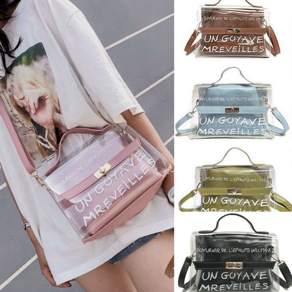 new women's transparent alphabet jelly bag tote fashion ladies cross body shoulder handbag all-match messenger bags, Red;black
new women's transparent alphabet jelly bag tote fashion ladies cross body shoulder handbag all-match messenger bags, Red;black