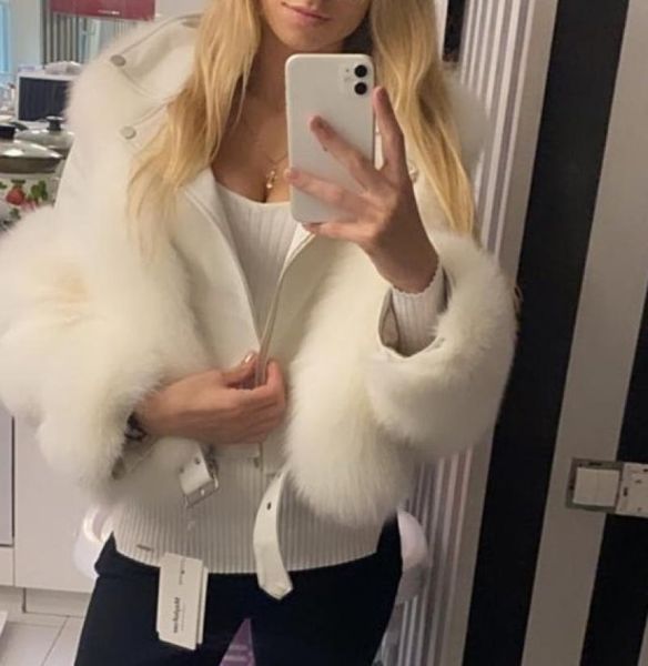 faux fox fur coat with faux sheepskin leather jacket long sleeves imitation fox fur coats for women winter fur x1016, Black;brown