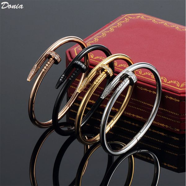 donia jewelry party european and american fashion nails two micro-inlaid zircon titanium steel bracelet designer titanium steel bracelet, Black
donia jewelry party european and american fashion nails two micro-inlaid zircon titanium steel bracelet designer titanium steel bracelet, Black